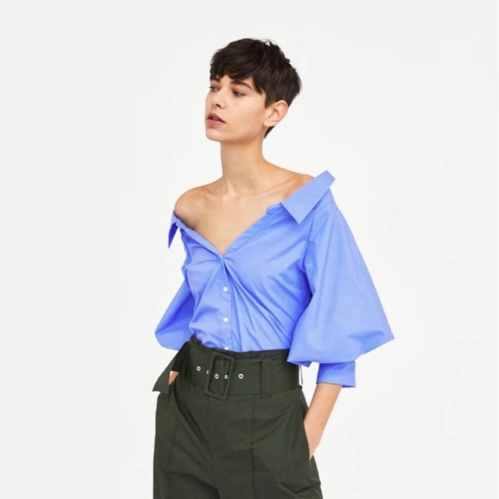 Zara Puff off the Shoulder Sleeve Top